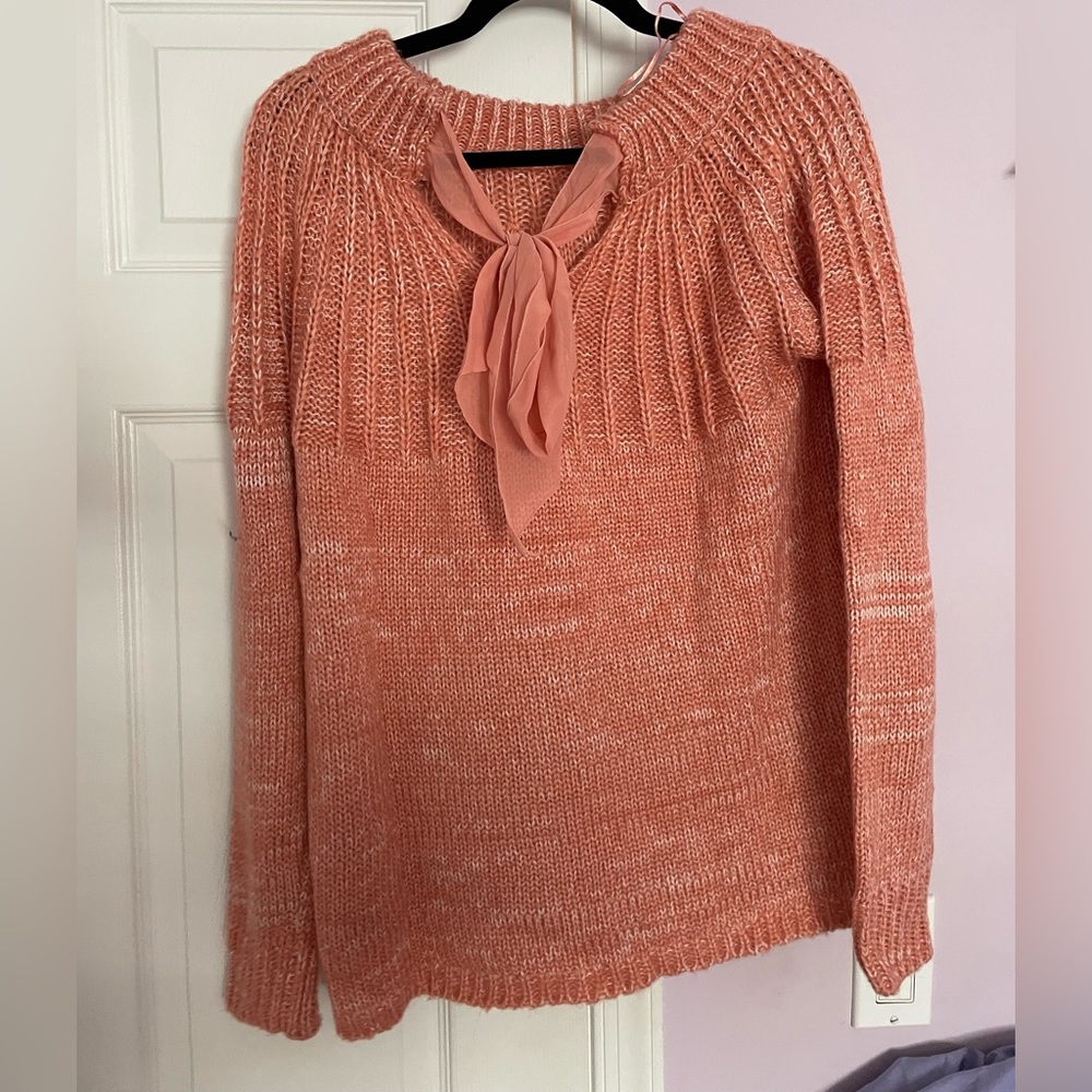 BRAND NEW NWT - Laura Ashley knit sweater, bow tied back, Size L